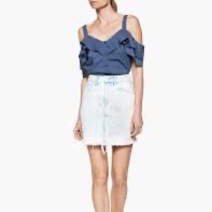 Paige Cold-Shoulder Blue Cotton Printed Top